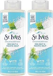 St. Ives Exfoliating Body Wash - Sea Salt & Pacific Kelp Scrub, Natural Body Wash, Body Soap, or Hand Soap with Plant-Based Exfoliants for Glowing Skin, 16 Oz Ea (Pack of 2)