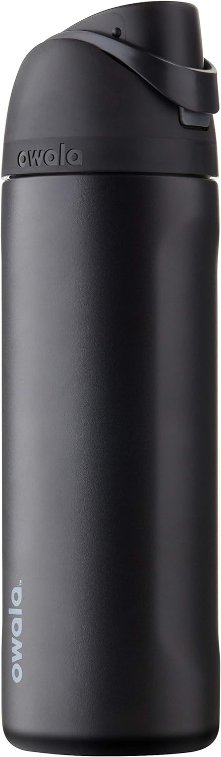 Owala FreeSip Insulated Stainless Steel Water Bottle with Straw for Sports and Travel, BPA-Free, 24-oz, Very, Very Dark-0