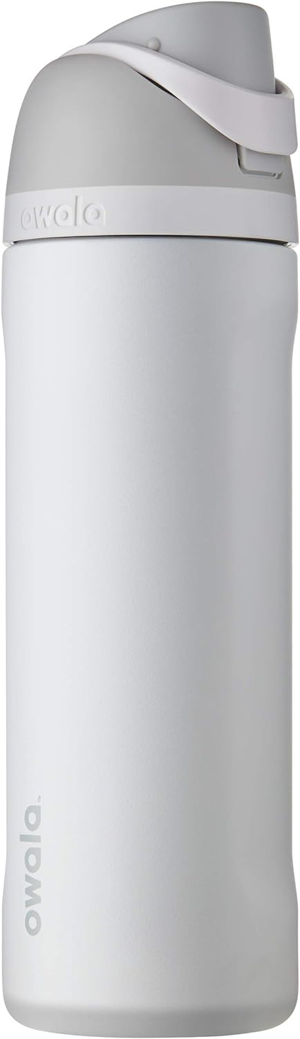 Owala FreeSip Insulated Stainless Steel Water Bottle with Straw for Sports and Travel, BPA-Free, 24-oz, Shy Marshmallow-0