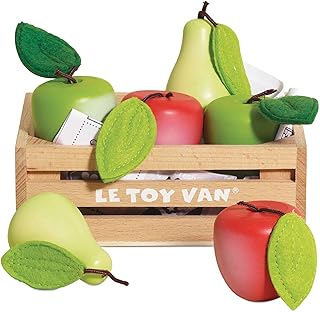 Le Toy Van Wooden Honeybee Market Apples & Pears Crate | Perfect for Supermarket, Food Shop or Cafe Pretend Play | Great As A Gift (TV191)