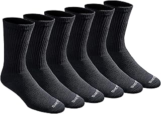 Dickies Men's Dri-Tech Essential Moisture Control Crew Socks, Available in M-XXL (6, 12 Pairs)