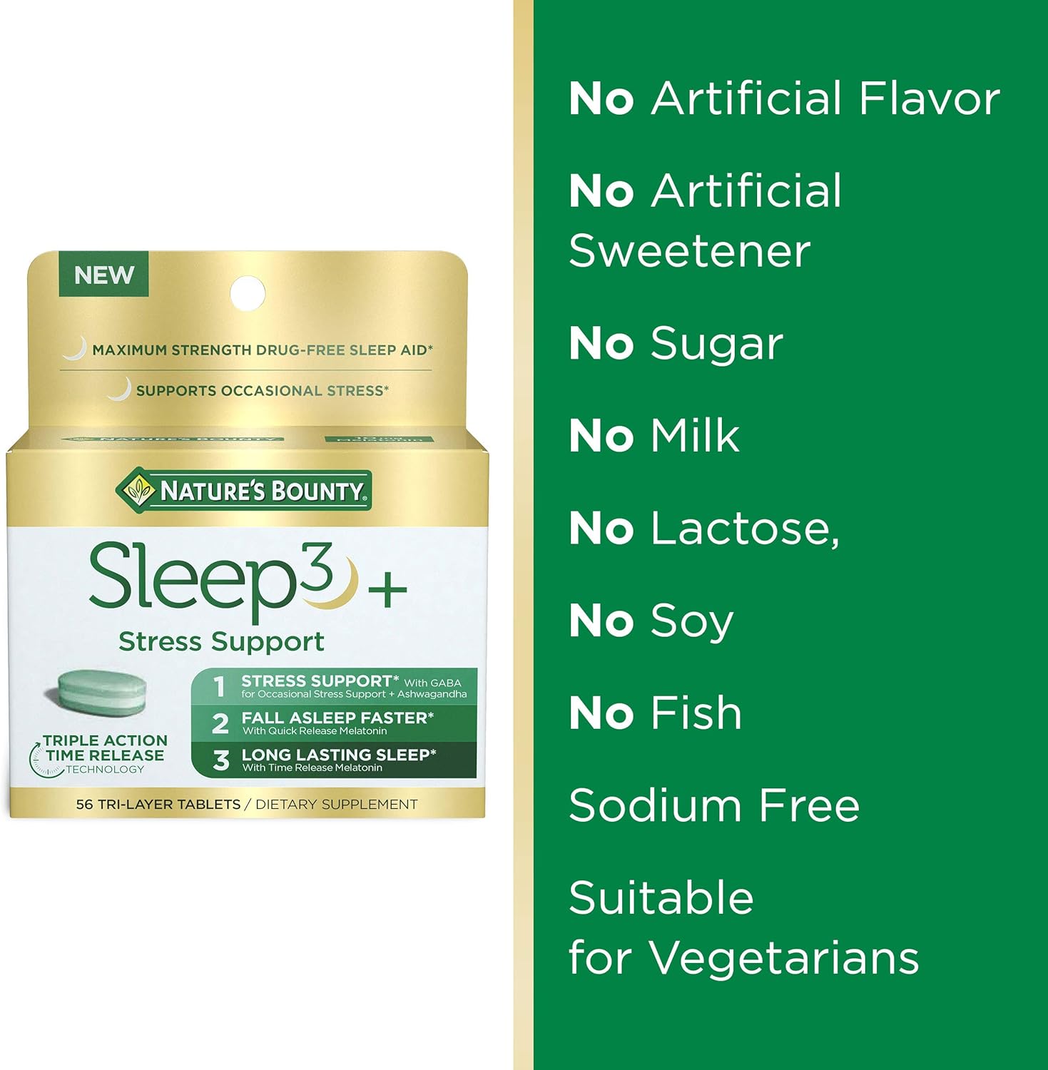 Nature's Bounty Stress Support Melatonin by Sleep3, 10mg, Tri-Layered Tablets, 56 Count-3