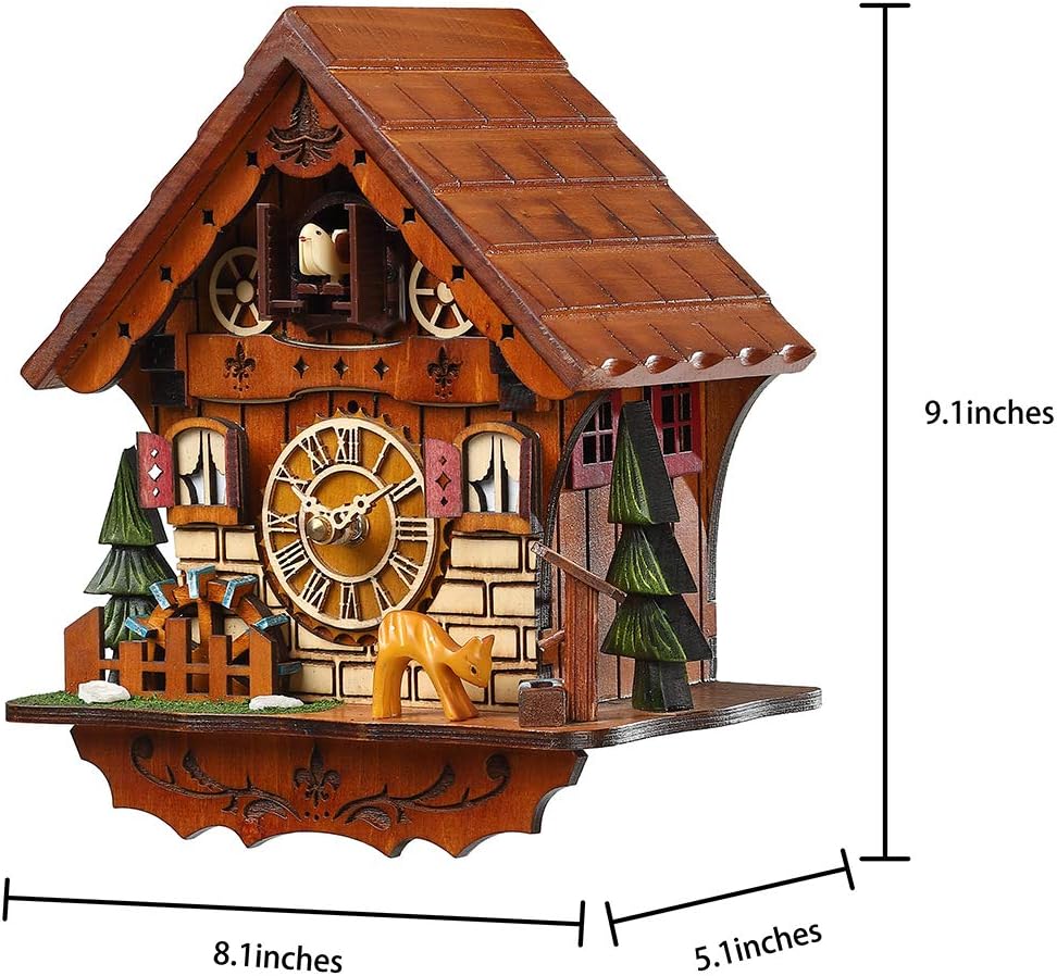 Kintrot Cuckoo Clock Handcrafted Traditional Black Forest Wood Clock Wall Decor-2