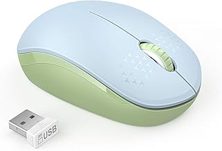 seenda Wireless Mouse, 2.4G Noiseless Mouse with USB Receiver Portable Computer Mice for PC, Tablet, Laptop - Light Blue&Olive Green