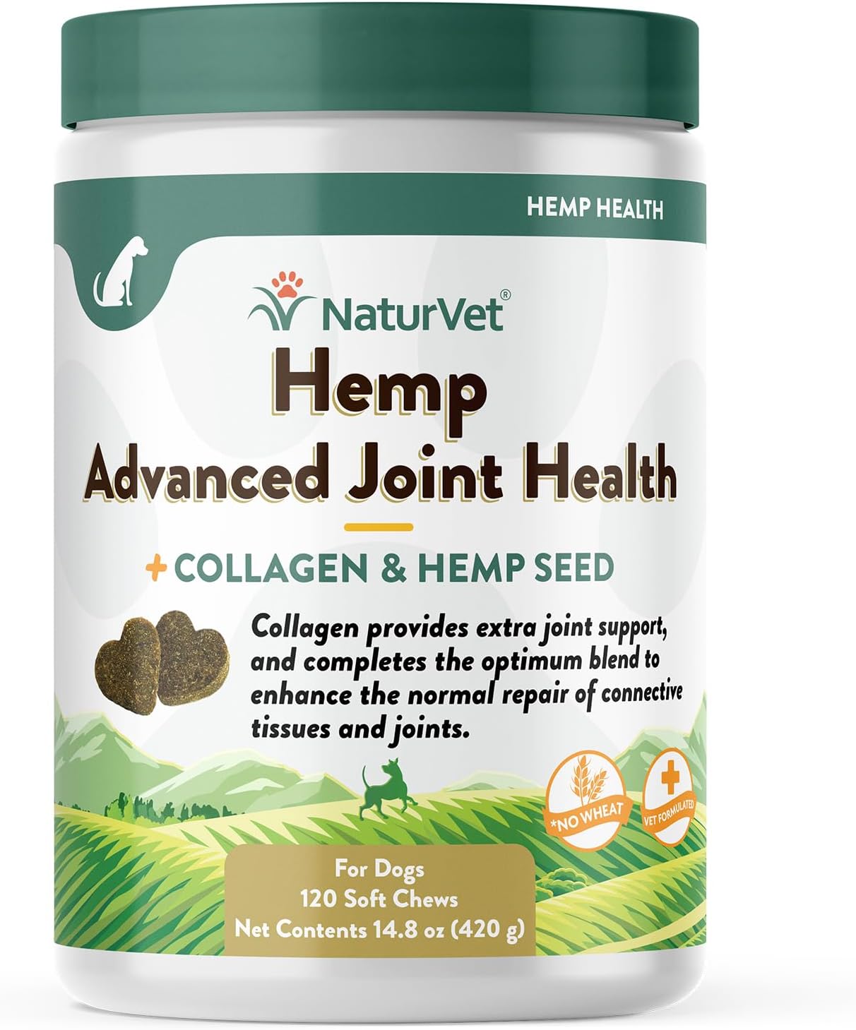 NaturVet Hemp Advanced Joint Health Dog Supplement Soft Chews –Helps Support Joint Health in Dogs – Includes Hemp Seed, Collagen, Glucosamine, MSM, Chondroitin, Omegas – 120 Ct.-0