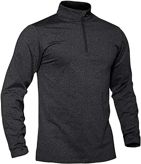 TACVASEN Men's Sports Shirts 1/4 Zip Long Sleeve Fleece Lined Running Workout Athletic Pullover Tops Sweatshirt