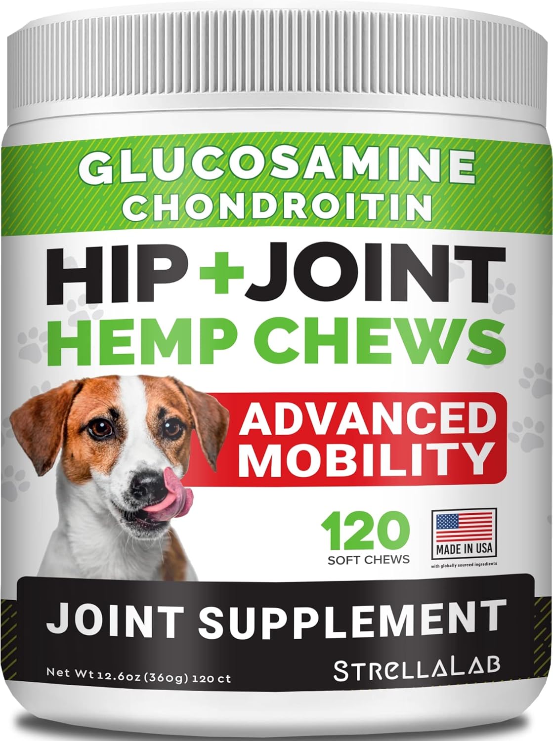 Hemp Treats - Glucosamine Dog Joint Supplement + Omega 3 - w/Hemp Oil - Chondroitin, MSM - Advanced Mobility Chews - Joint Pain Relief - Hip & Joint Care - Chicken Flavor - 120 Ct - Made in USA-0