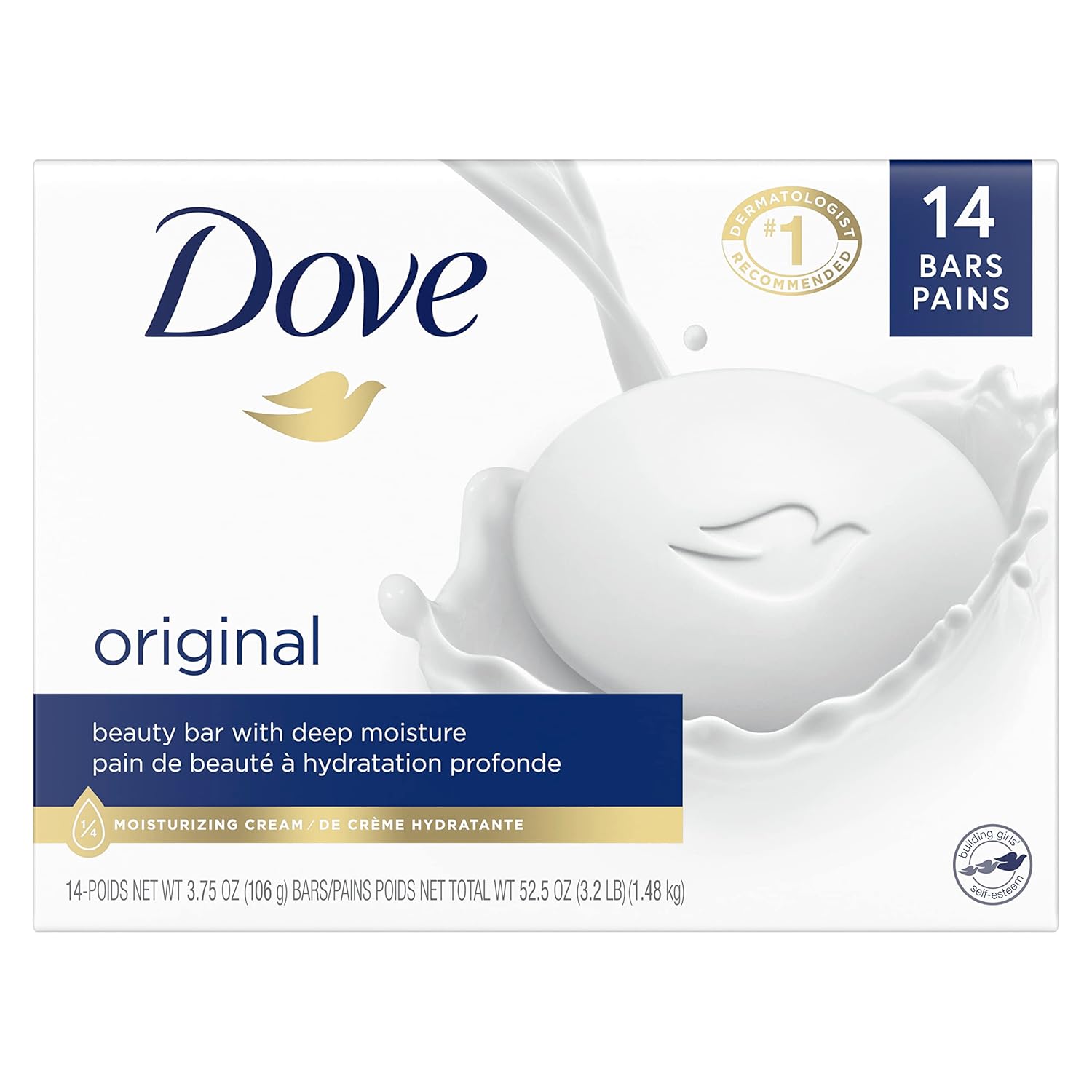 Dove Beauty Bar Gentle Skin Cleanser Moisturizing for Gentle Soft Skin Care Original Made With 1/4 Moisturizing Cream 3.75 oz, 14 Bars-0