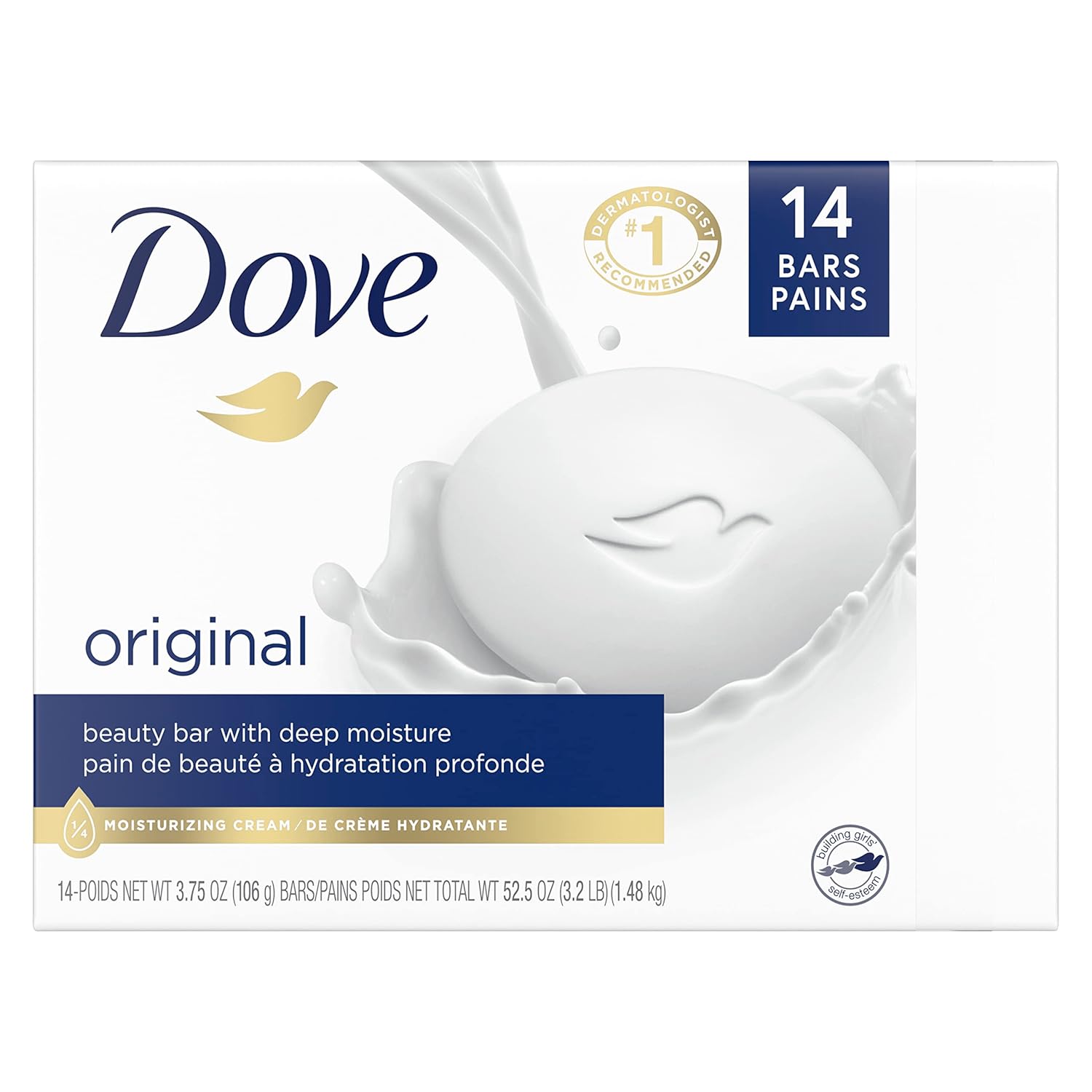 Dove Beauty Bar Gentle Skin Cleanser Moisturizing for Gentle Soft Skin Care Original Made With 1/4 Moisturizing Cream 3.75 oz, 14 Bars-1