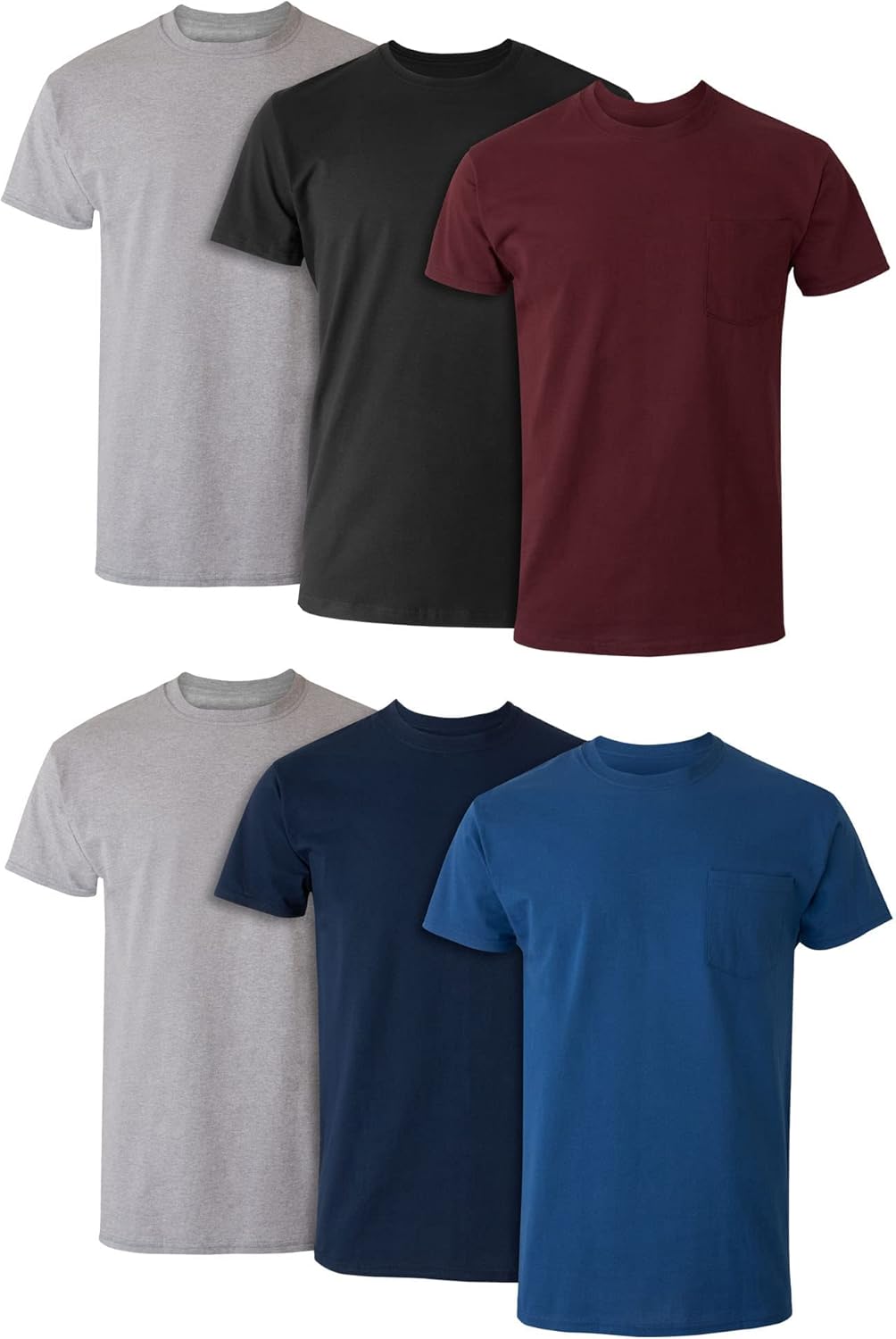 Hanes Men's Pocket Undershirt Pack, Cotton Crew Neck T-Shirt, Moisture Wicking Tee, Assorted 6-Pack-0