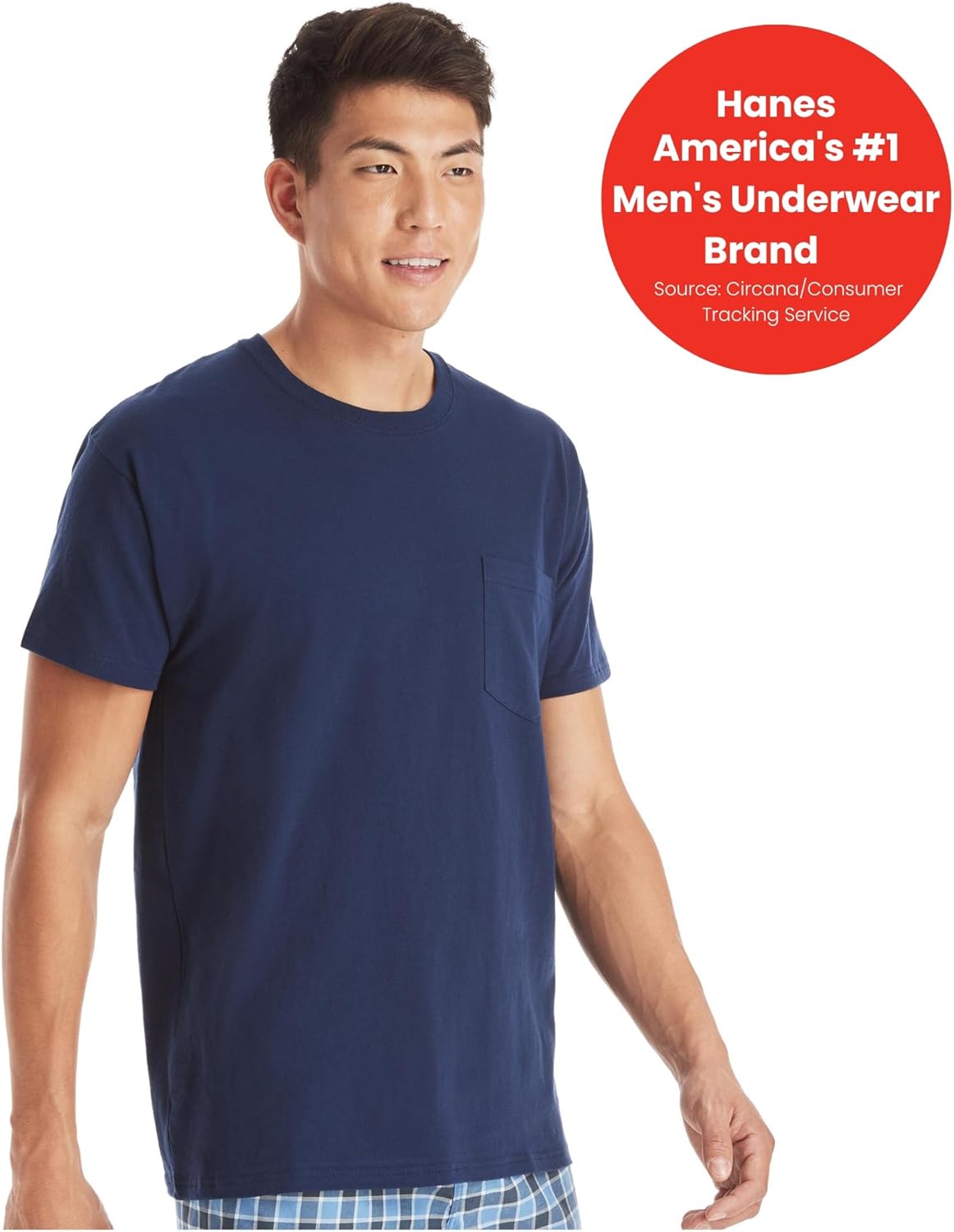 Hanes Men's Pocket Undershirt Pack, Cotton Crew Neck T-Shirt, Moisture Wicking Tee, Assorted 6-Pack-1