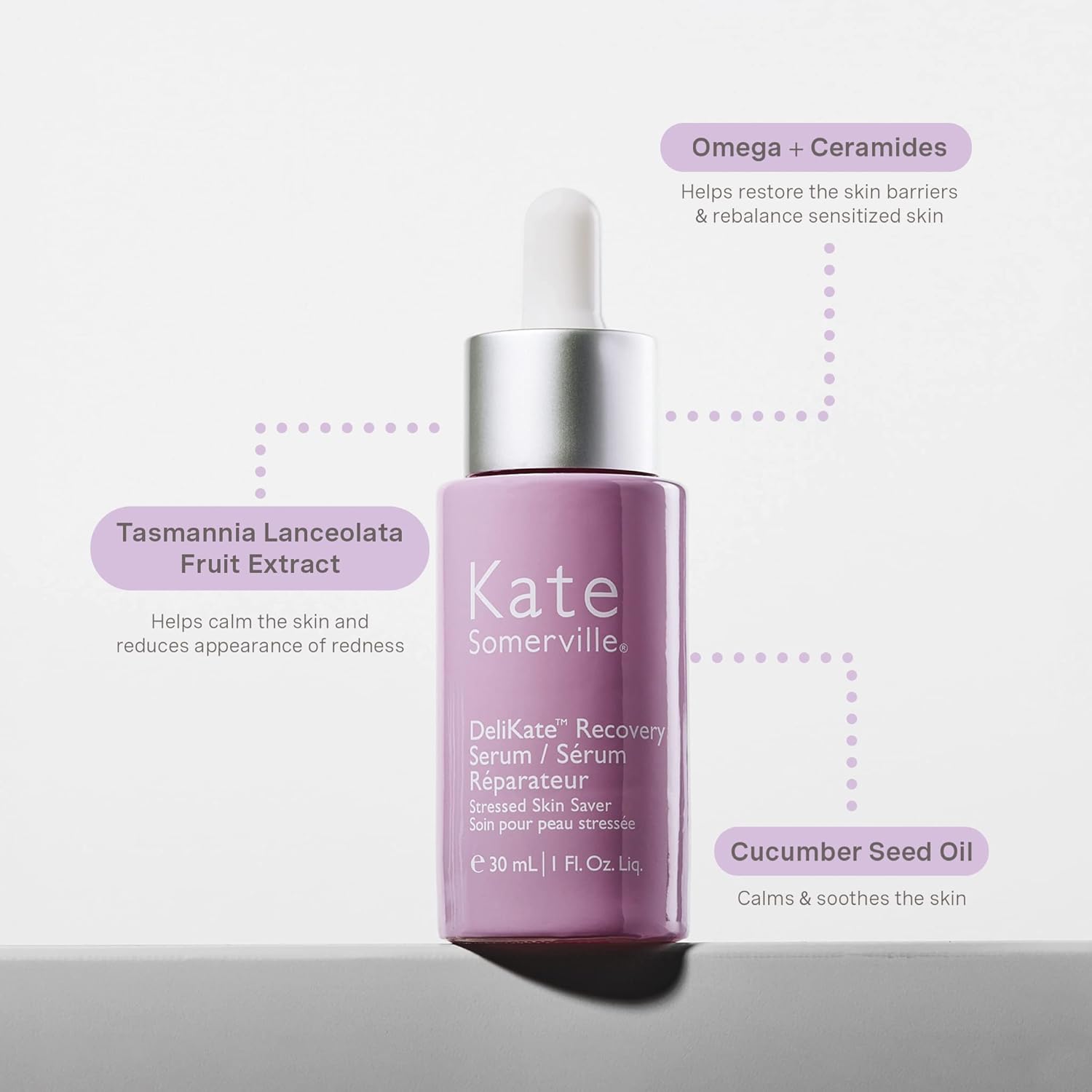 Kate Somerville DeliKate Recovery Serum – Clinically Formulated Hydrating Treatment – Irritation and Redness Relief for Stressed or Sensitive Skin, 1 Fl Oz-3