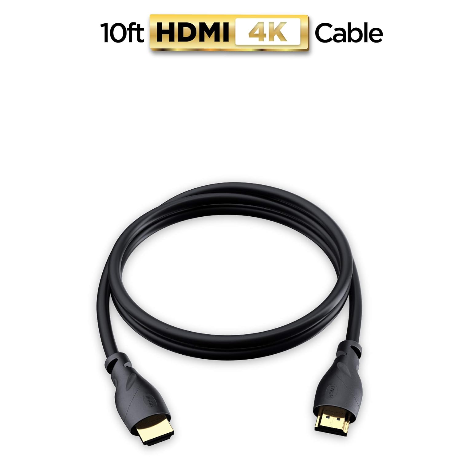 PowerBear 4K HDMI Cable 10 ft | High Speed, Rubber & Gold Connectors, 4K @ 60Hz, Ultra HD, 2K, 1080P, & ARC Compatible for Laptop, Monitor, PS5, PS4, Xbox One, Fire TV, Apple TV & More…-1