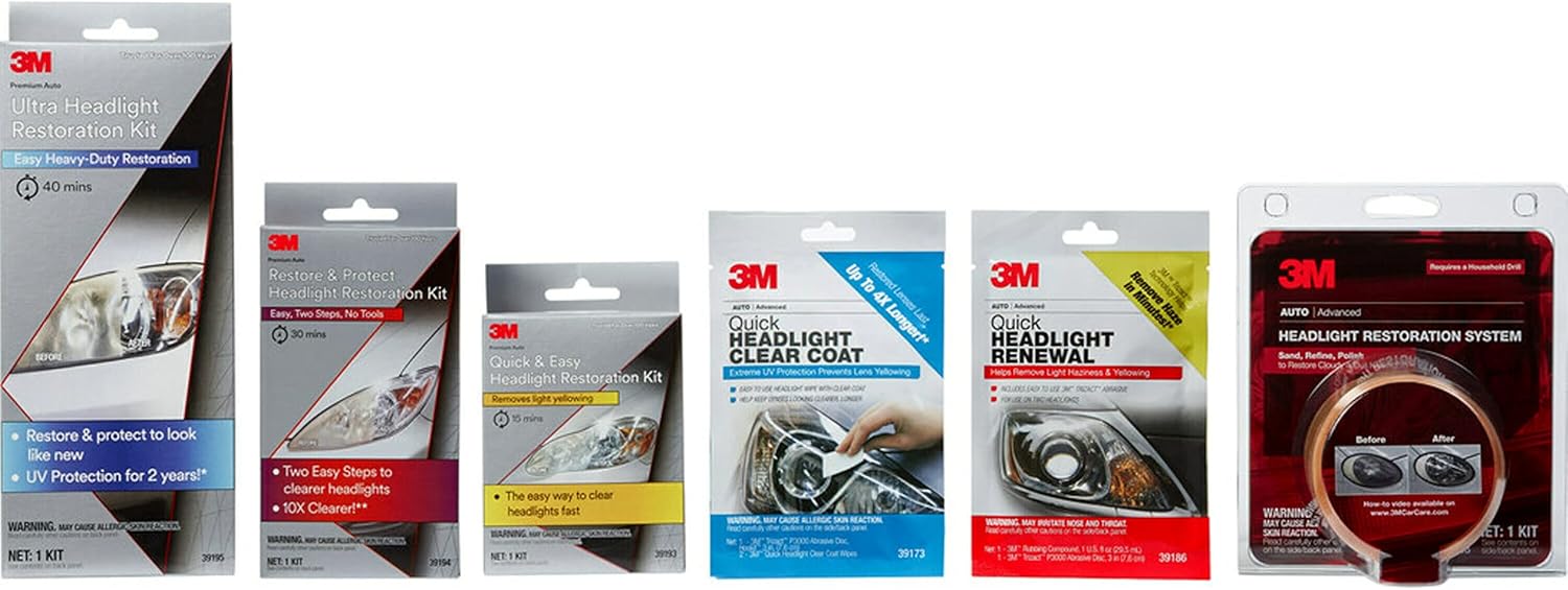 3M Ultra Headlight Restoration Kit, Contains Masking Tape, Light Sanding Discs, Wax Protectant and More, Use on Plastic Lenses Headlights, Taillights and More, Easy Heavy-Duty Restoration (39195)-4