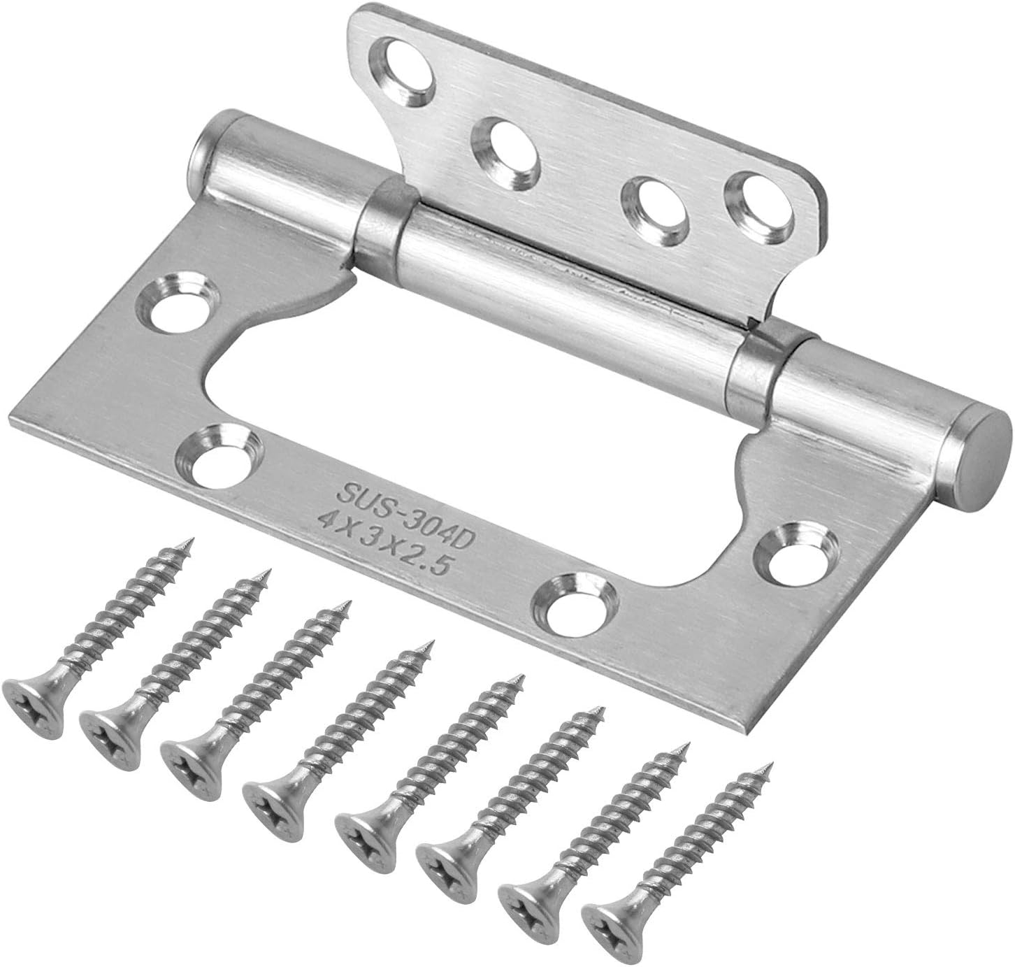 KEILEOHO 12 PCS 4 x 3 Inches Door Hinges, Non-Mortise Stainless Steel Door Hinges with Mounting Hardware, Brushed Surface-0