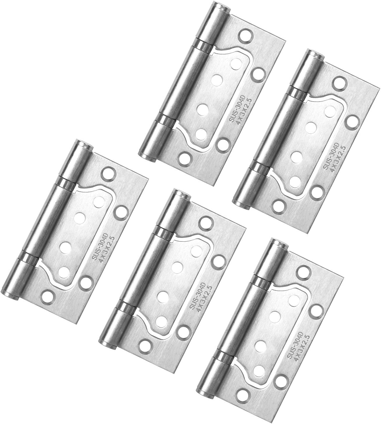 KEILEOHO 12 PCS 4 x 3 Inches Door Hinges, Non-Mortise Stainless Steel Door Hinges with Mounting Hardware, Brushed Surface-3