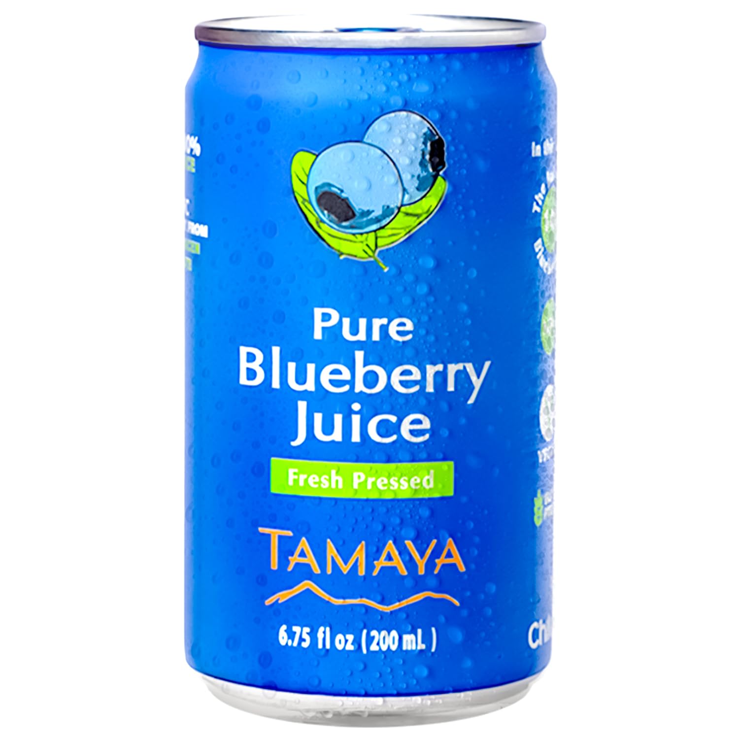 Tamaya Blueberry Juice – Pure Blueberries Fresh Pressed With No Sugar Added – Delicious Refreshing Juice – No Gluten, Vegan Friendly – No Water Mix, Not From Concentrate 6.75 Fl Oz Mini Cans, Pack of 12, Chile-0