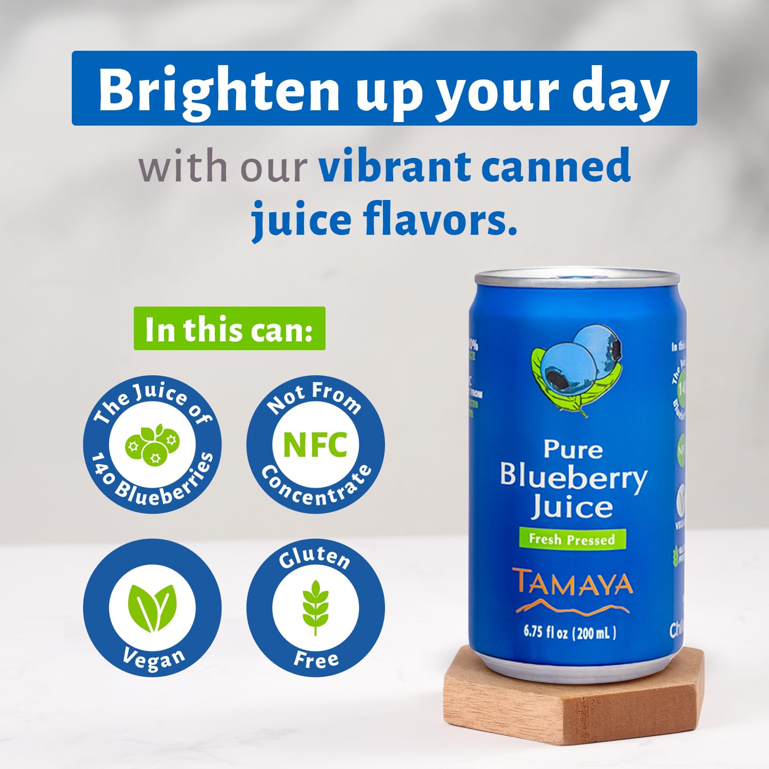 Tamaya Blueberry Juice – Pure Blueberries Fresh Pressed With No Sugar Added – Delicious Refreshing Juice – No Gluten, Vegan Friendly – No Water Mix, Not From Concentrate 6.75 Fl Oz Mini Cans, Pack of 12, Chile-2