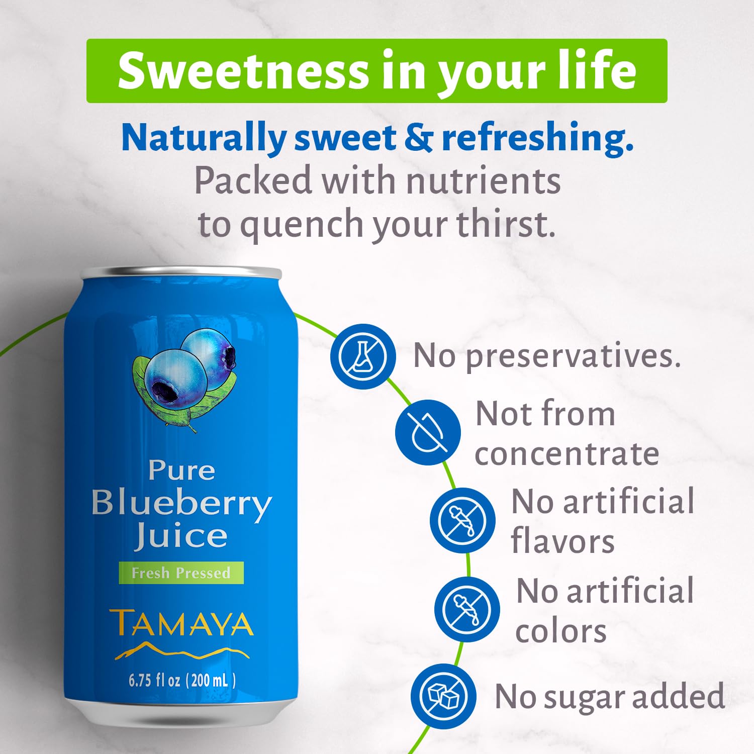 Tamaya Blueberry Juice – Pure Blueberries Fresh Pressed With No Sugar Added – Delicious Refreshing Juice – No Gluten, Vegan Friendly – No Water Mix, Not From Concentrate 6.75 Fl Oz Mini Cans, Pack of 12, Chile-4