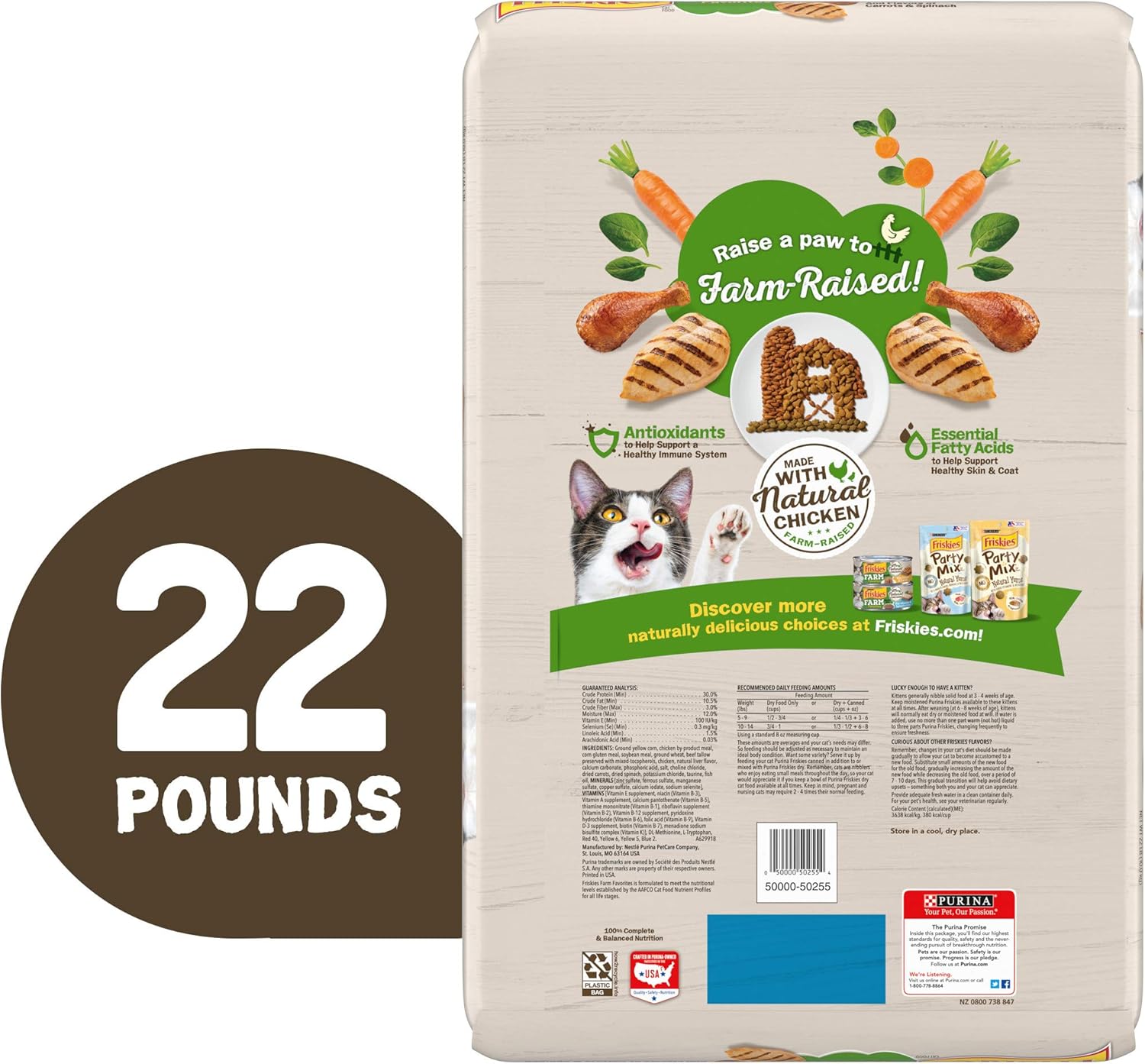 Purina Friskies Dry Cat Food, Farm Favorites With Chicken - 22 lb. Bag-5