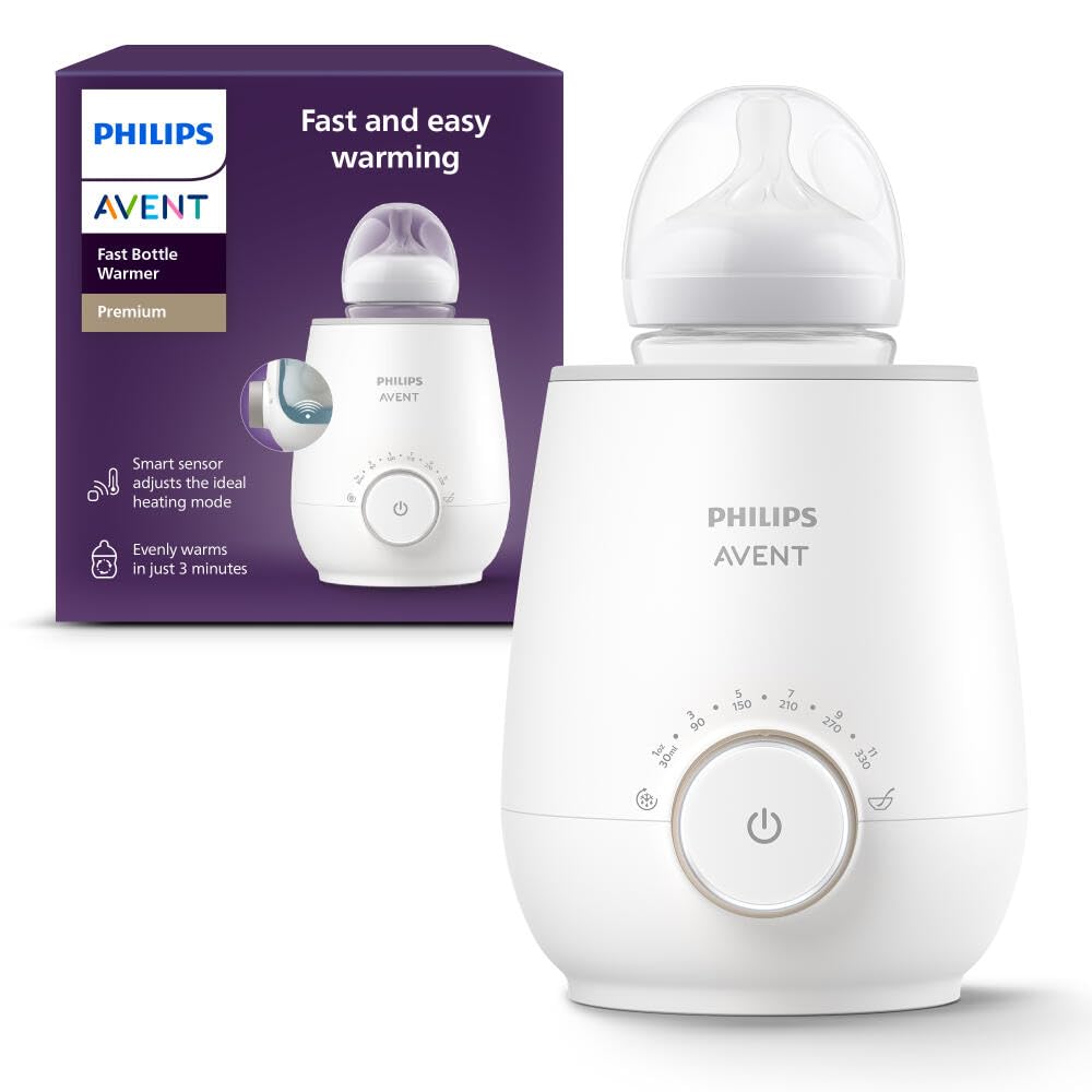 Philips Avent Premium Fast Bottle Warmer, with Smart Temperature Control, Water Bath Technology, Automatic Shut-Off, Model SCF358-0