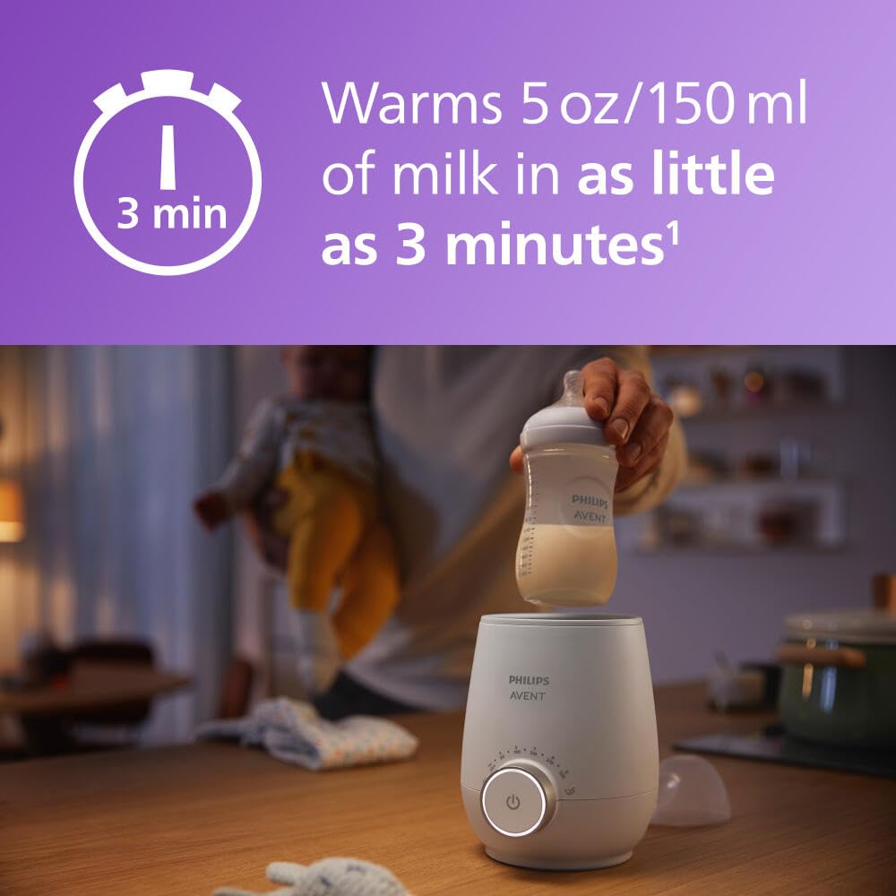 Philips Avent Premium Fast Bottle Warmer, with Smart Temperature Control, Water Bath Technology, Automatic Shut-Off, Model SCF358-1