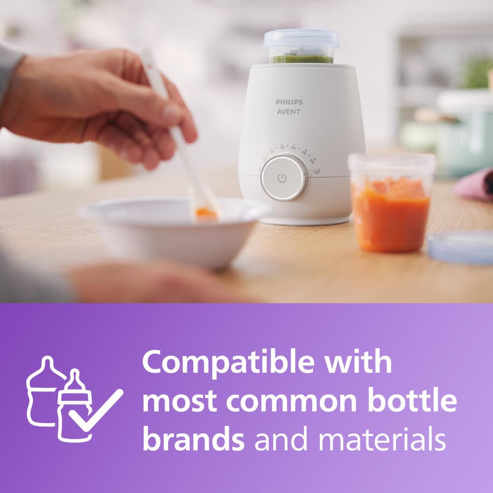 Philips Avent Premium Fast Bottle Warmer, with Smart Temperature Control, Water Bath Technology, Automatic Shut-Off, Model SCF358-5