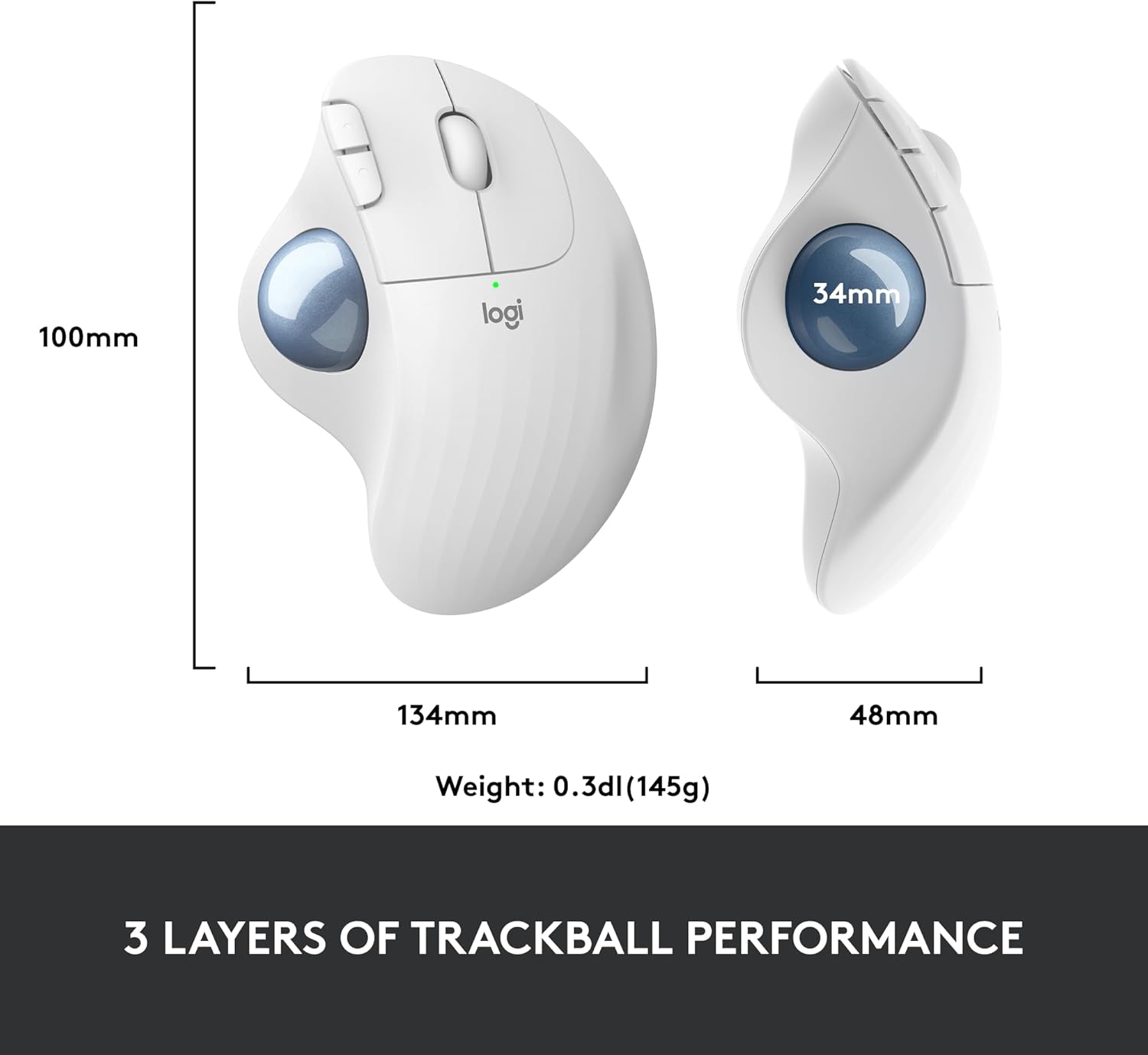 Logitech ERGO M575 Wireless Trackball Mouse - Easy thumb control, precision and smooth tracking, ergonomic comfort design, for Windows, PC and Mac with Bluetooth and USB capabilities - Off White-9