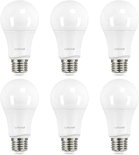 Linkind A19 LED Light Bulbs Dimmable, 100W Equivalent, E26 Base, 5000K Daylight, 15.5W 1600 Lumens CRI80+, 120V, UL Listed FCC Certified, LED Lights for Bedroom Living Room Home Office, 6 Packs