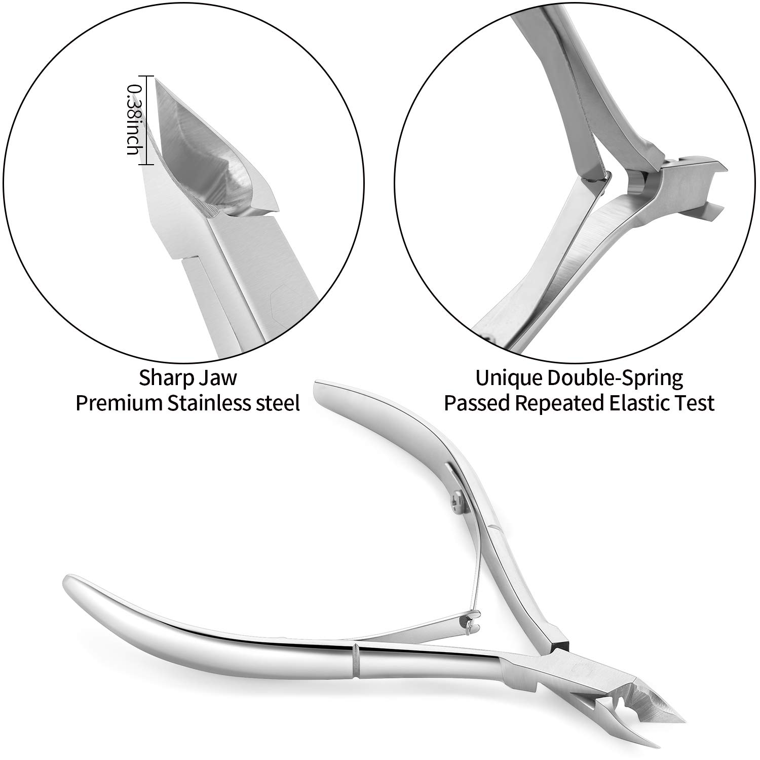 Cuticle Trimmer with Cuticle Pusher and Cutter-YINYIN Cuticle Remover Nippers Professional Stainless Steel Cutter Clippers,Pedicure Manicure Tools for Fingernails Toenails(Silver)-1