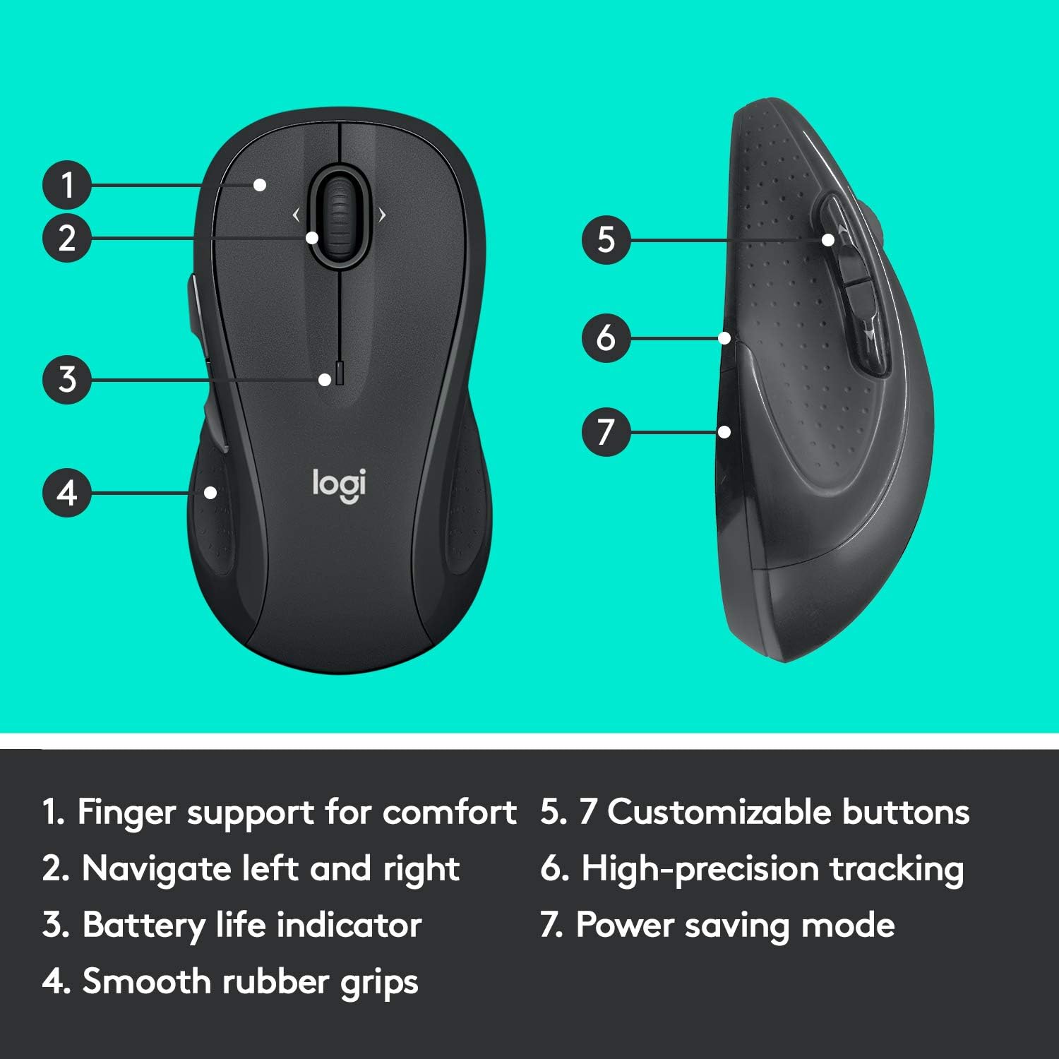 Logitech M510 Wireless Computer Mouse for PC with USB Unifying Receiver - Graphite-4