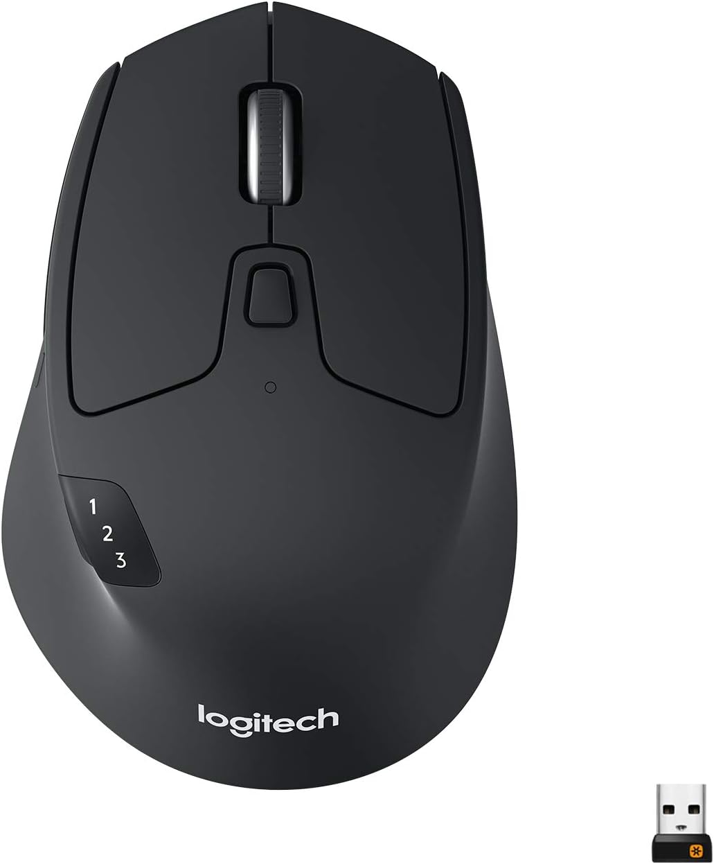 Logitech M720 Triathlon Multi-Device Wireless Mouse, Bluetooth, USB Unifying Receiver, 1000 DPI, 8 Buttons, 2-Year Battery, Compatible with Laptop, PC, Mac, iPadOS - Black-0