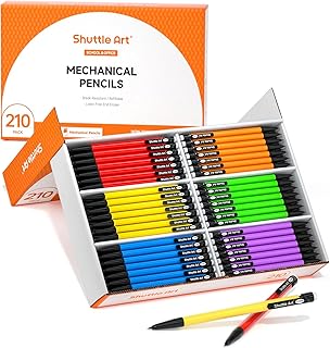 Shuttle Art Mechanical Pencils, 210 Pack Bulk Mechanical Pencils 0.7mm Medium Point, HB #2 Lead, Assorted Barrels, Office School Supplies