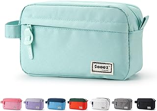 Sooez 𝐎𝐫𝐢𝐠𝐢𝐧𝐚𝐥 High Capacity Pencil Case, Big Pencil Bag Pouch Box Organizer Pen Case, Portable Journaling Supplies with Easy Grip Handle & Loop, Aesthetic Supply for Girls Adults, Mint Green