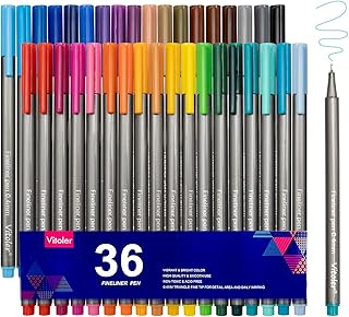 Vitoler Colored Pens, Fine Line Drawing Marker 36 Colors Triangular Shaft Fineliner Pen Perfect for Planner Bullet Journaling Coloring Sketch Drawing,Note Taking