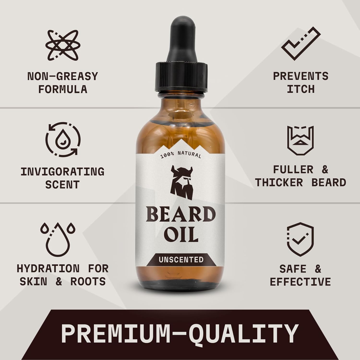 Striking Viking Beard Oil Conditioner Unscented for Men (Large 2 oz) - All Naturally Derived Formula With Argan & Jojoba Oils - Softens, Smooths & Strengthens Beard Growth - Beard Conditioner Oil Men-1