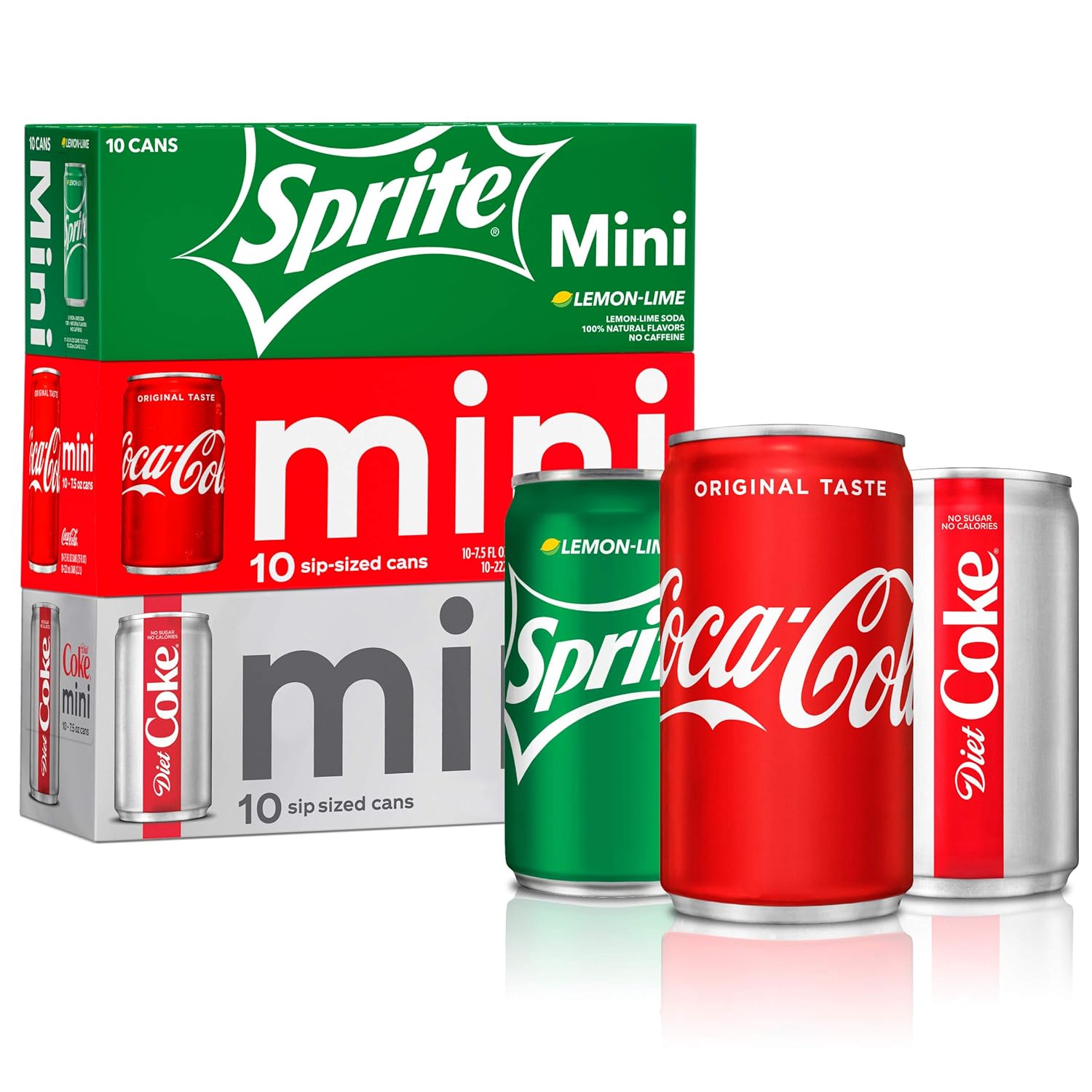 Coca-Cola Mini Can Variety Pack, 7.5 Fl Oz, Pack Of 30 (10 Each: Coke Classic, Diet Coke, Sprite),, 7.5 Fl Oz ()-0