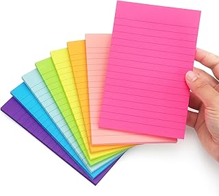 Early Buy Lined Sticky Notes with Lines 4x6 Self-Stick Notes 8 Bright Color 8 Pads, 45 Sheets/Pad