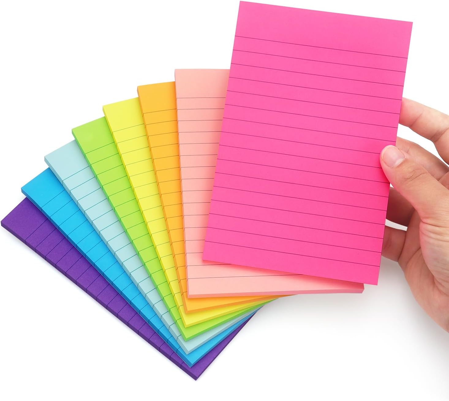 Early Buy Lined Sticky Notes with Lines 4x6 Self-Stick Notes 8 Bright Color 8 Pads, 45 Sheets/Pad-0