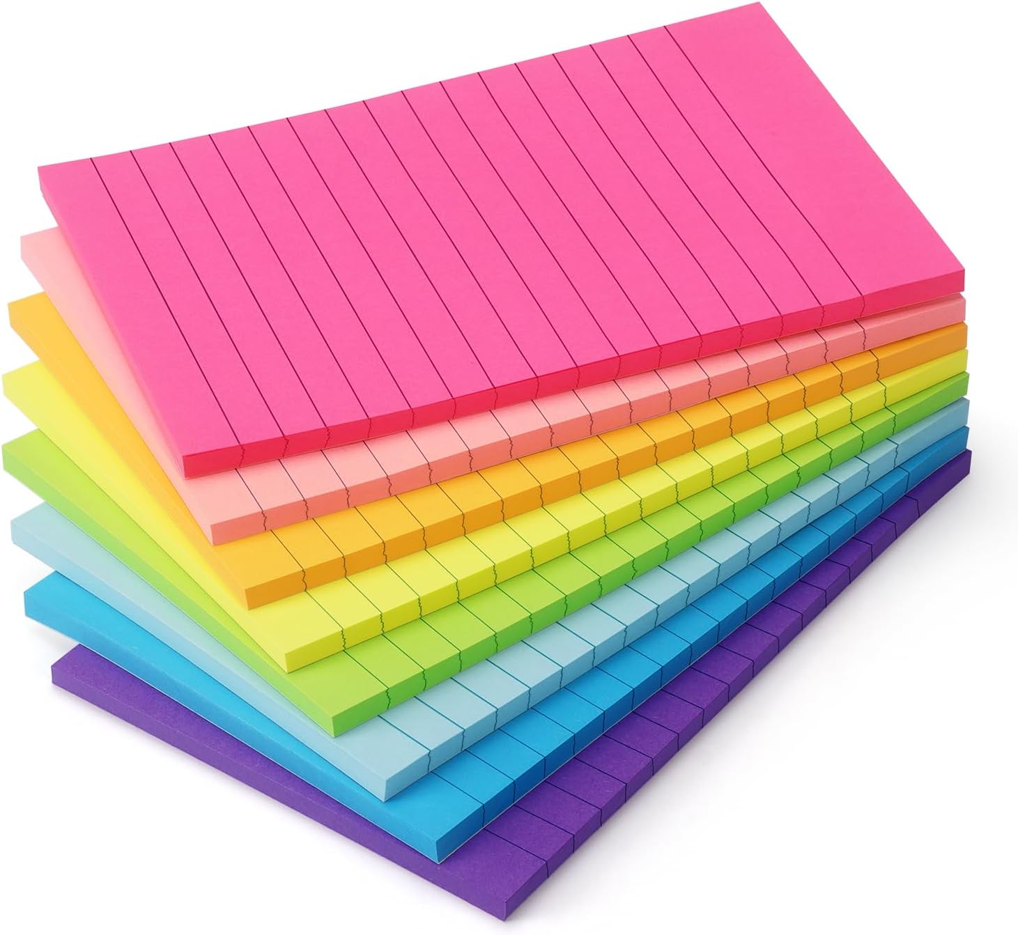 Early Buy Lined Sticky Notes with Lines 4x6 Self-Stick Notes 8 Bright Color 8 Pads, 45 Sheets/Pad-1