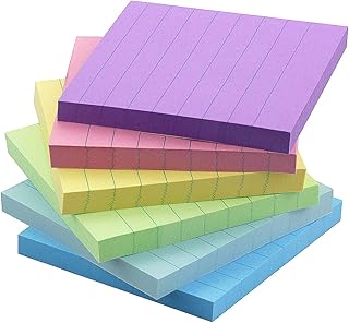 Early Buy Lined Sticky Notes with Lines 4x4 Self-Stick Notes 6 Candy Color 6 Pads, 60 Sheets/Pad