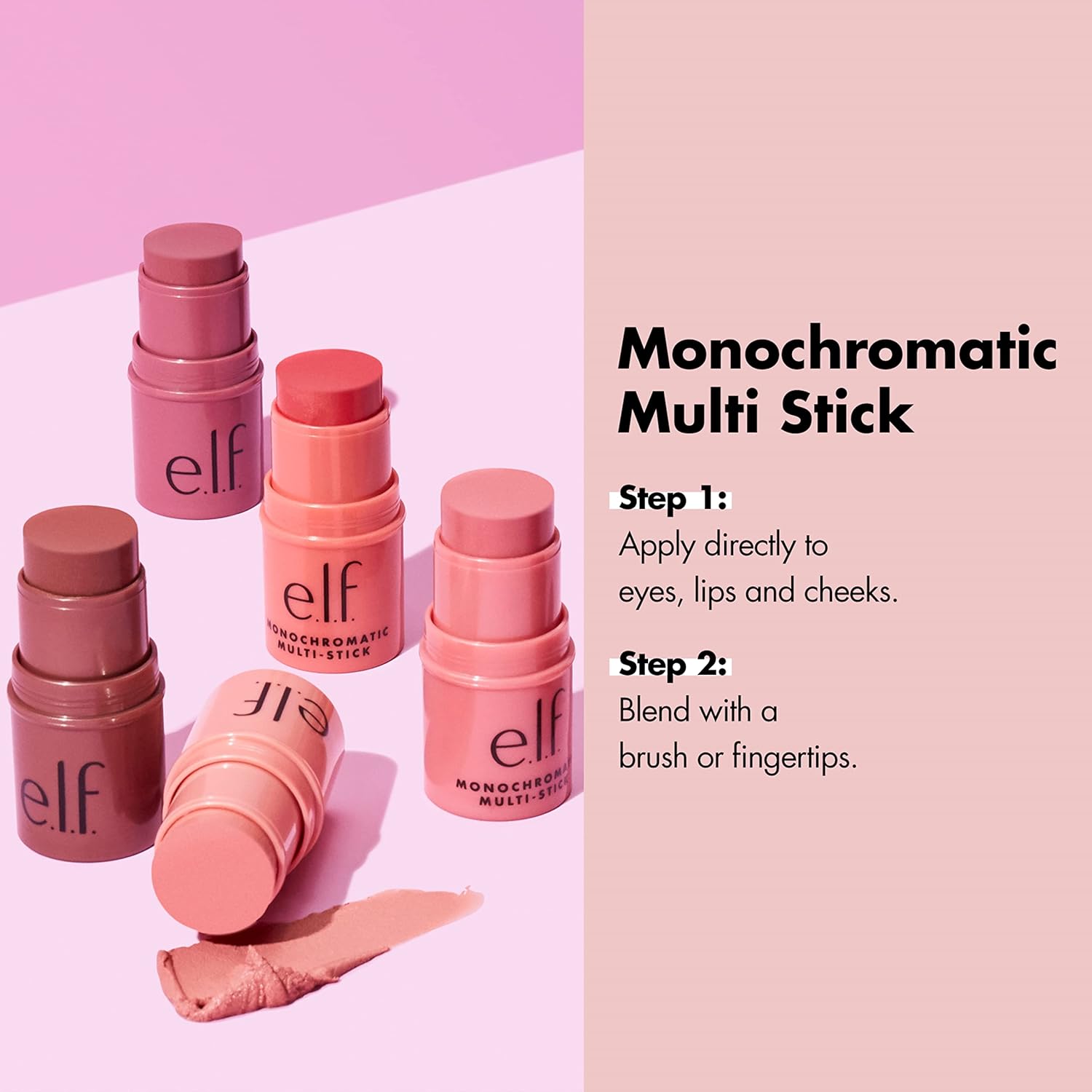 e.l.f. Monochromatic Multi Stick, Luxuriously Creamy & Blendable Color, For Eyes, Lips & Cheeks, Dazzling Peony, 0.155 Oz (4.4g)-3