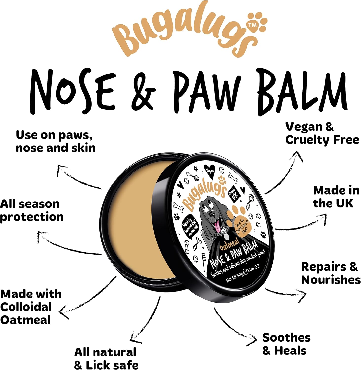 Dog Paw Pad Balm & Dog Nose Balm 30 g (1.06 oz) - Moisturizing Dog Paw Balm That Creates an Invisible Barrier That Protects and Heals Dry Cracked Paws - All-Natural Dog Paw Balm with Oatmeal-4