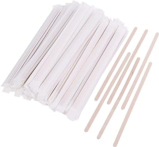 Gmark Individually Wrapped Wood Coffee Stir Sticks - 7" - 500pc Round End, Eco Friendly Coffee Stirrers Wood for Hot Drinks - Natural Birch Wood GM1116A