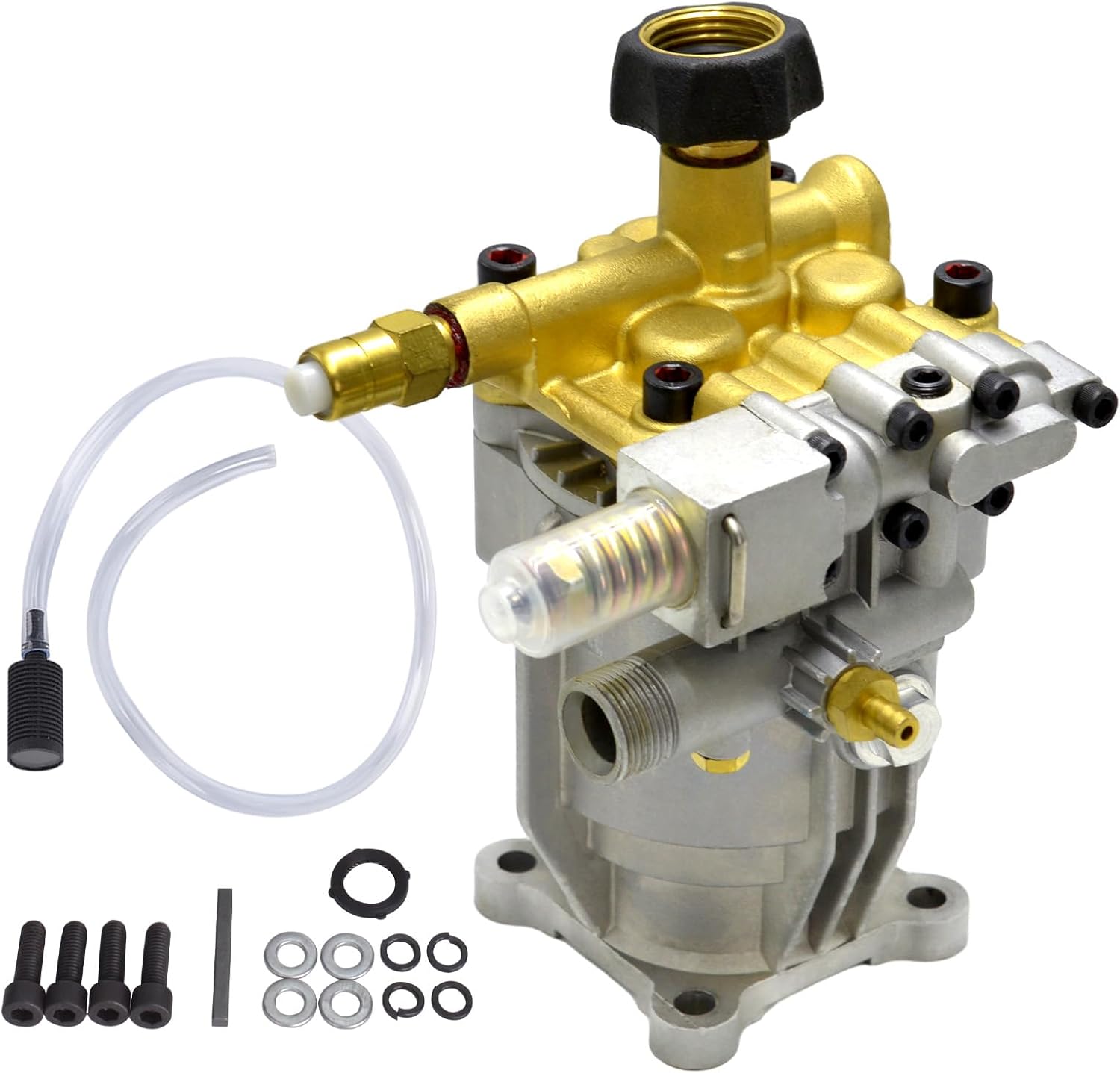 SurmountWay 3/4" Shaft Horizontal Pressure Washer Pump, 3400 PSI,2.6 GPM Brass Power Washer Pump Replacement for Honda, Simpson, Ryobi,Craftsman and more-0