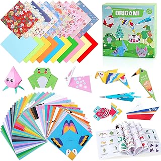 Origami Paper for Kids Crafts, 350 PCS Origami Paper Kit, Vivid 200 Cartoon Origami Objects+100 Solid Color Papers+50 Traditional Japanese Patterns with Instructions, Origami for Kids Adults Beginners