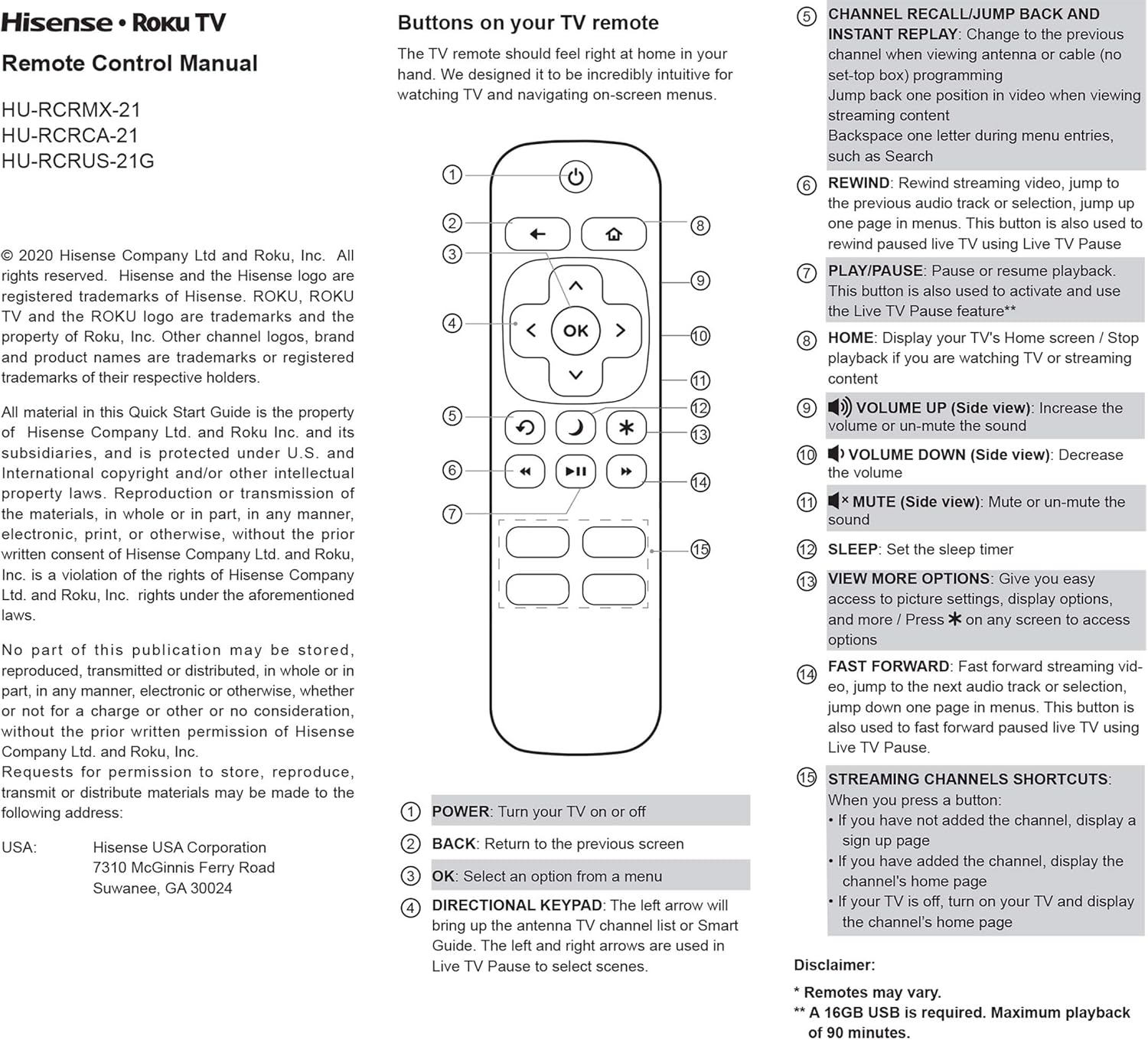 Hisense Roku TV IR Remote-2