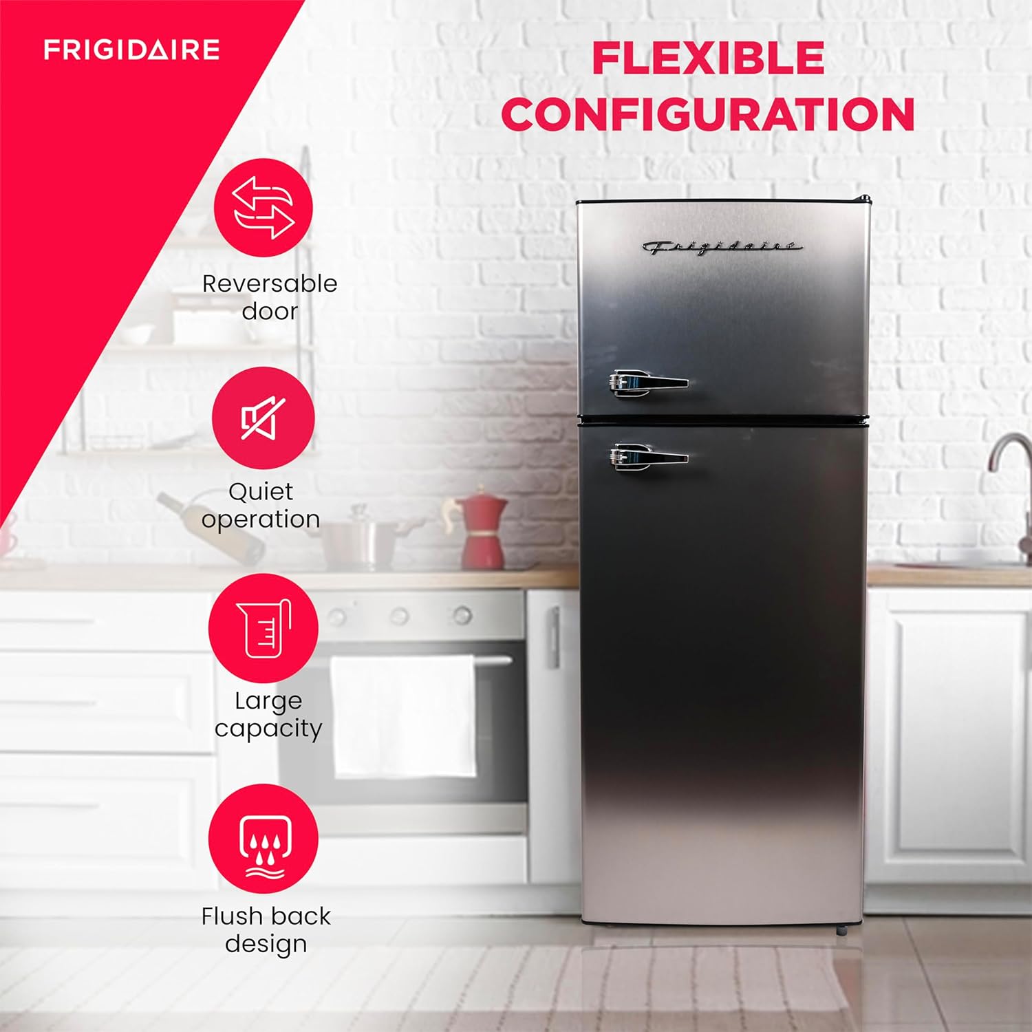 Frigidaire EFR751, 2 Door Apartment Size Refrigerator with Freezer Combo, 7.5 cu ft, Platinum Series, Stainless Steel-21.5" D x 22.4" W x 55.5" H-5