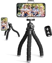 Ubeesize Phone Tripod, Portable and Flexible Tripod with Wireless Remote and Clip, Cell Phone Tripod Stand for Video Recording Black