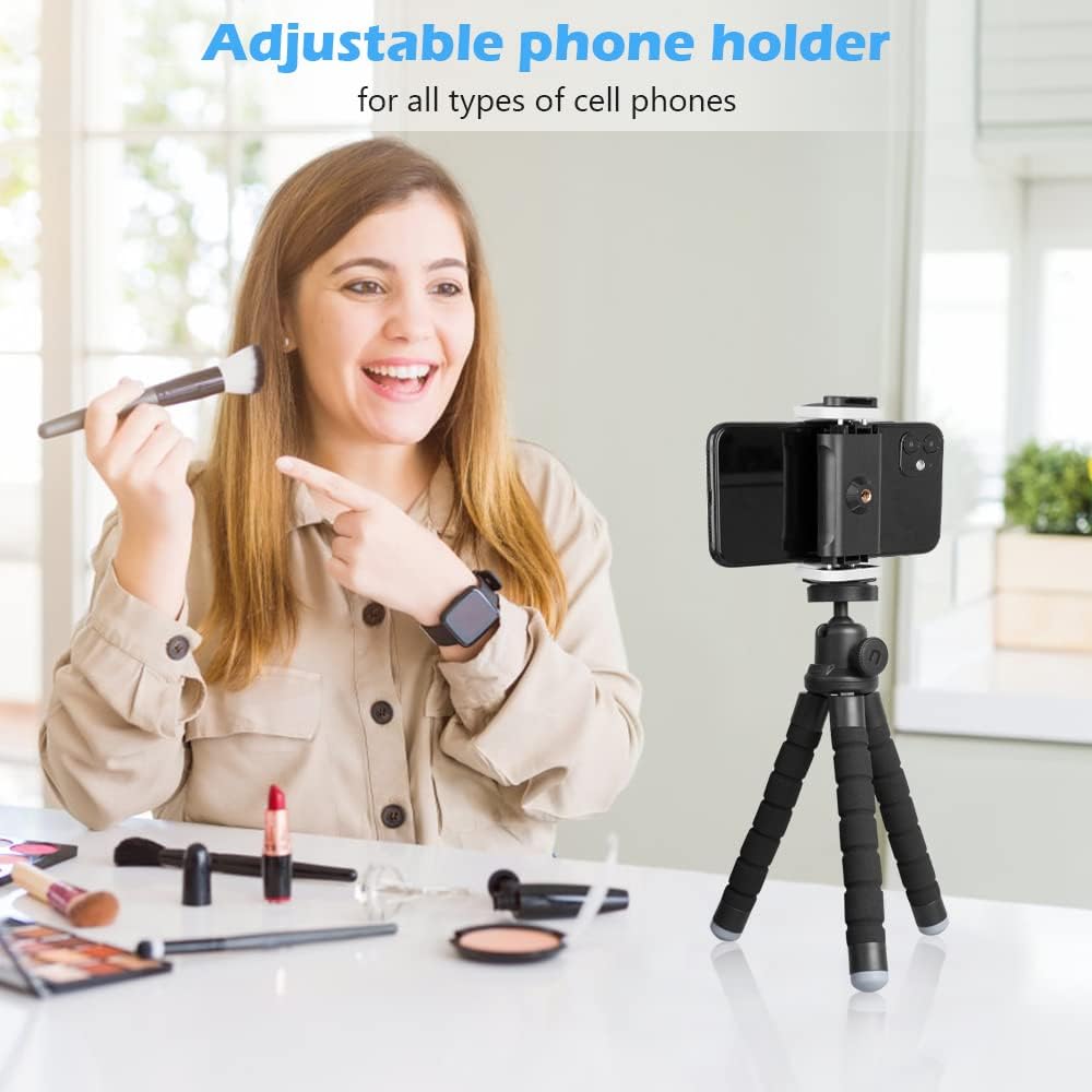 Ubeesize Phone Tripod, Portable and Flexible Tripod with Wireless Remote and Clip, Cell Phone Tripod Stand for Video Recording Black-4